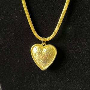 Gold Tone Heart  Necklace